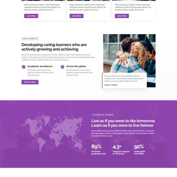Acadrova University School Education Elementor