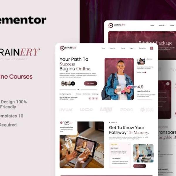 Brainery School Online Courses Elementor Templat