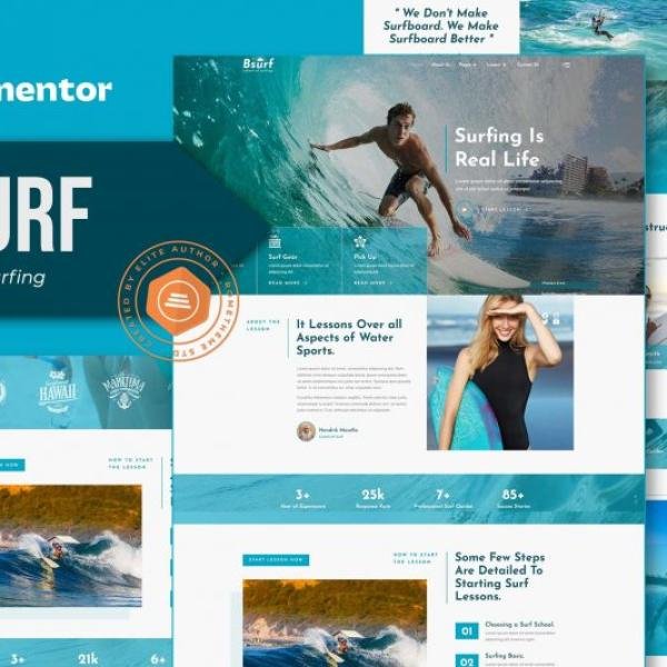 Bsurf Surfing School Elementor Template Kit