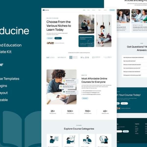 Educine Online Course Education Elementor Temp