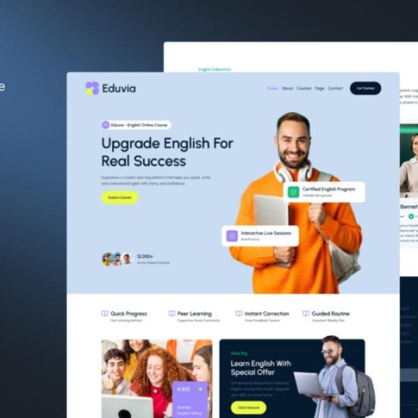 Eduvia English Online Course Website Elementor T