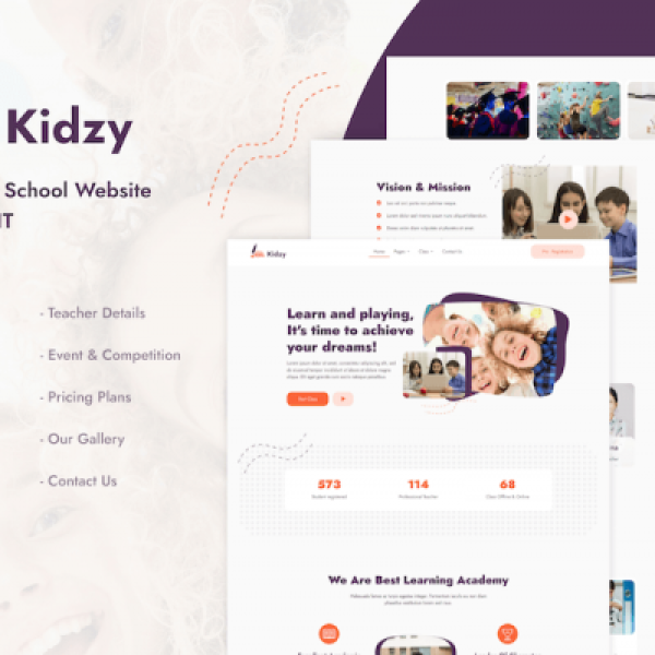 Kidzy Elementary School Elementor Template Kit