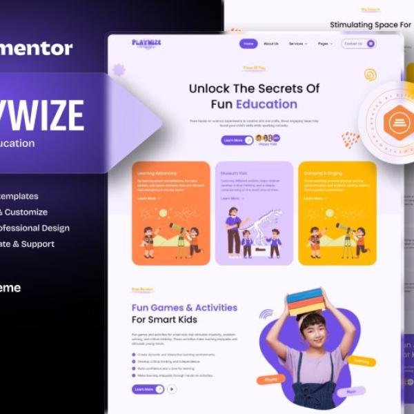 Playwize Kids Education Elementor Template Kit