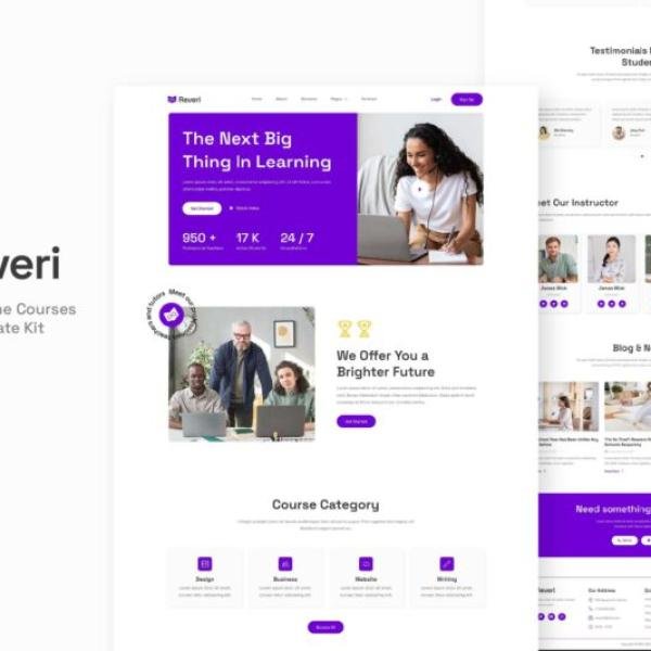 Reveri Education Online Courses Elementor Temp