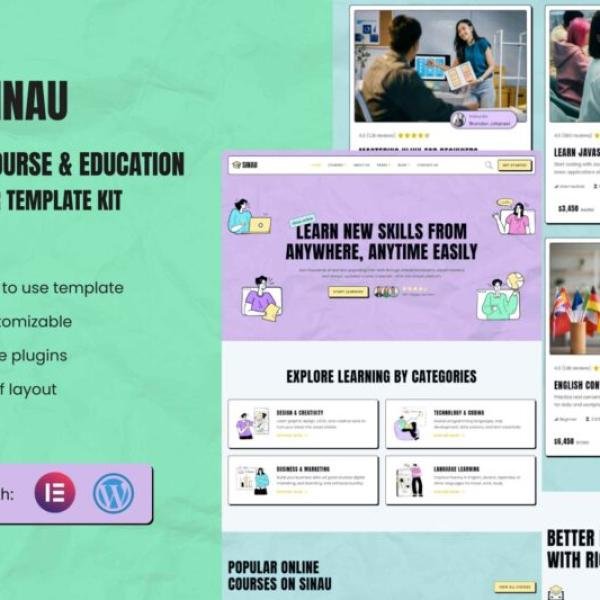 Sinau Online Course Education Elementor Templa