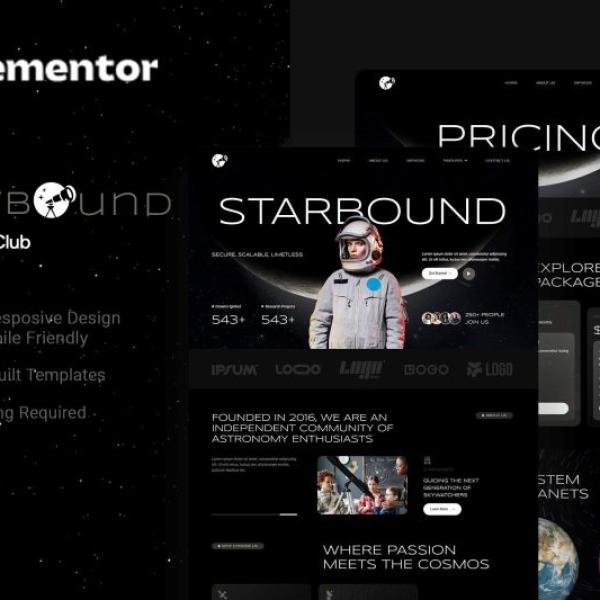 Starbound Astronomy Club Elementor Template Kit