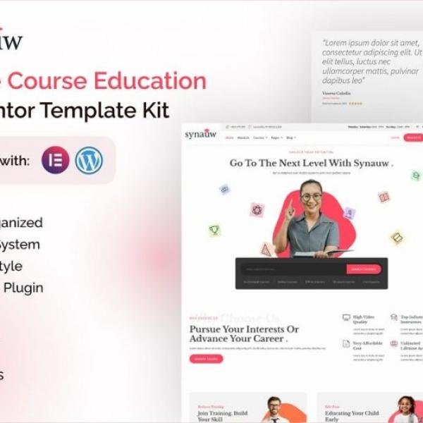 Synauw Online Course Education Elementor Template