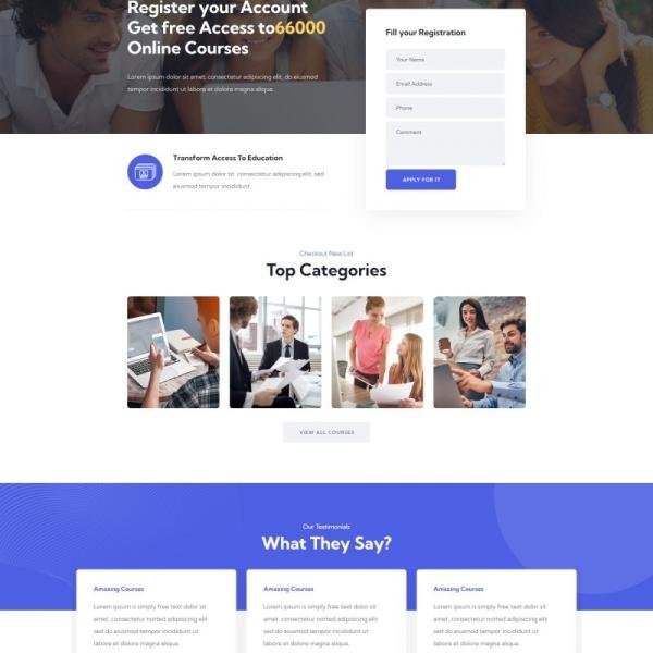 Zilom Online Education Learning Elementor Templa